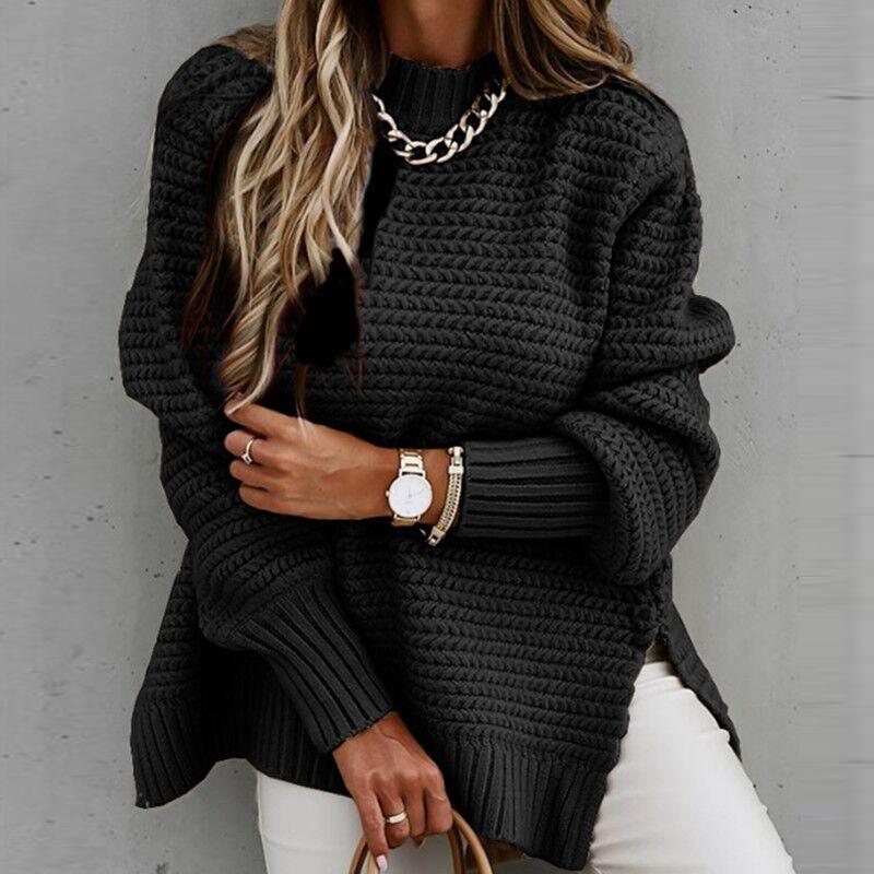 Marina Delcourt | Oversized Side-Slit Knit Sweater For Women