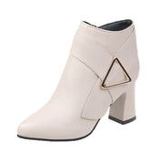 Simone Lefebvre | Pointed Toe Block Heel Ankle Boots For Women