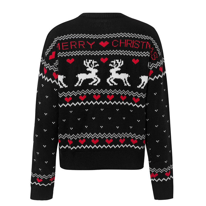 Tinsel | Reindeer Heart Print Christmas Sweater For Women