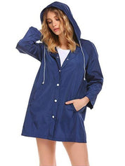 Margaux Rainville | Hooded Button-Front Raincoat For Women