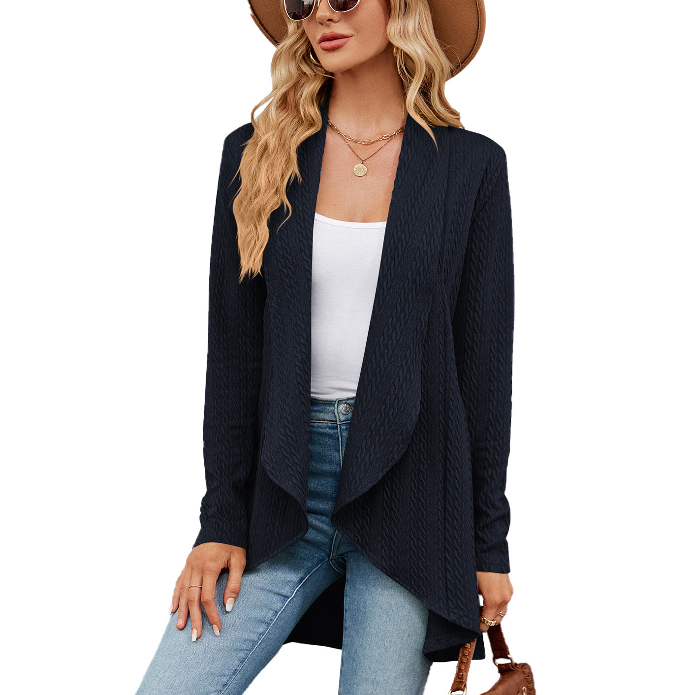Marielle Fontenot | Cable-Knit Open Cardigan For Women