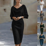 Simone Darcourt | Cowl Neck Batwing Midi Dress For Women