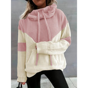 Aurelie Chastenet | Color Block Cowl Neck Sweater With Drawstring For Women