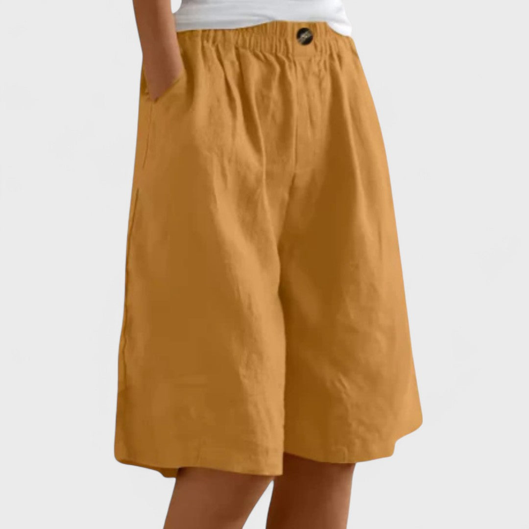 Henriette Valmonde | Army Green Linen Bermuda Shorts