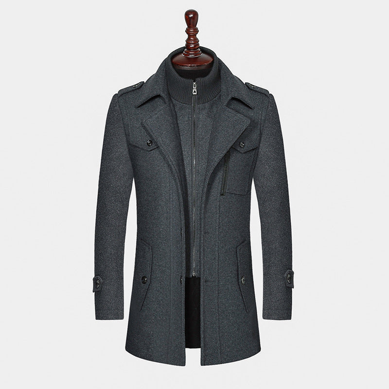Dawson Haldale | Double Collar Wool Blend Winter Coat For Men