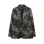 Etienne Corradini | Tie-Dye Suit Collar Leather Jacket For Men