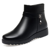 Celeste Rioux | Faux Leather Ankle Boots With Rhinestone Buckle For Women