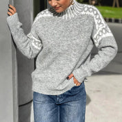 Adele Winters | Turtleneck Contrast Knit Sweater For Women