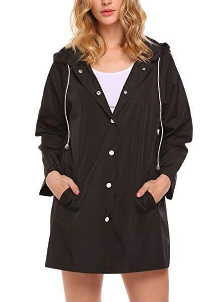 Margaux Rainville | Hooded Button-Front Raincoat For Women