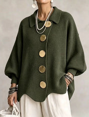 Gentry Colewood | Scalloped Hem Collared Button Cardigan For Women