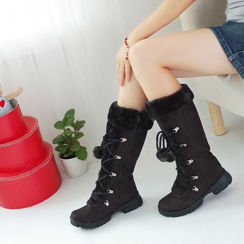 Ingrid Solberg | Fur Trim Mid-Calf Boots For Women