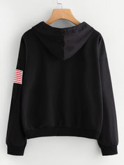 Solene Perrault | Burgundy USA Print Veterans Day Hoodie For Women