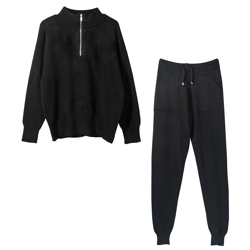 Ophelia Renard | Zip-Up Knitted Two Piece Set For Women