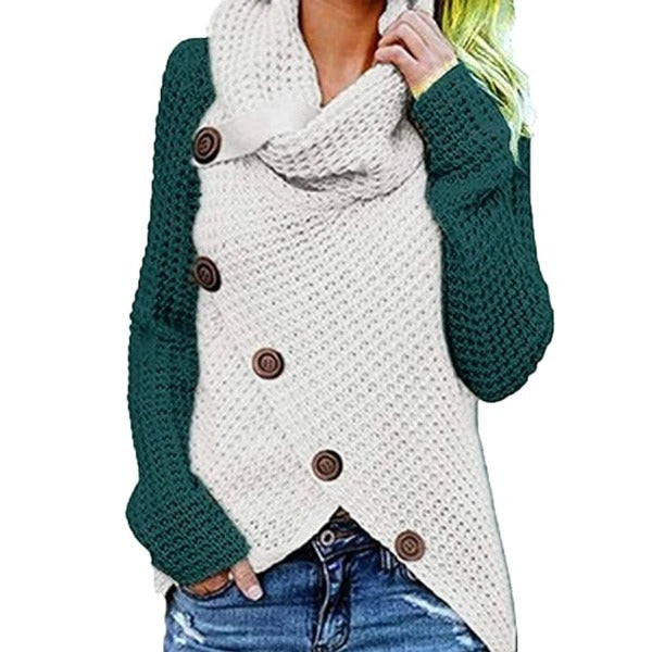Solene Bardot | Cowl Neck Waffle Knit Sweater For Women