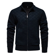 Troy Normore | Diamond-Knit Stand-Collar Zip Cardigan For Men
