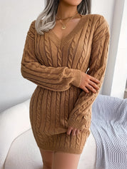 Margot Delahaye | Cable-Knit Peplum Sweater Mini Dress For Women