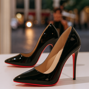 Vivienne Aldecourt | Black Patent Pointed-Toe Stiletto Heels
