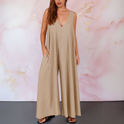 Vivienne Stormcroft | Black Sleeveless Wide Leg Jumpsuit with Pockets