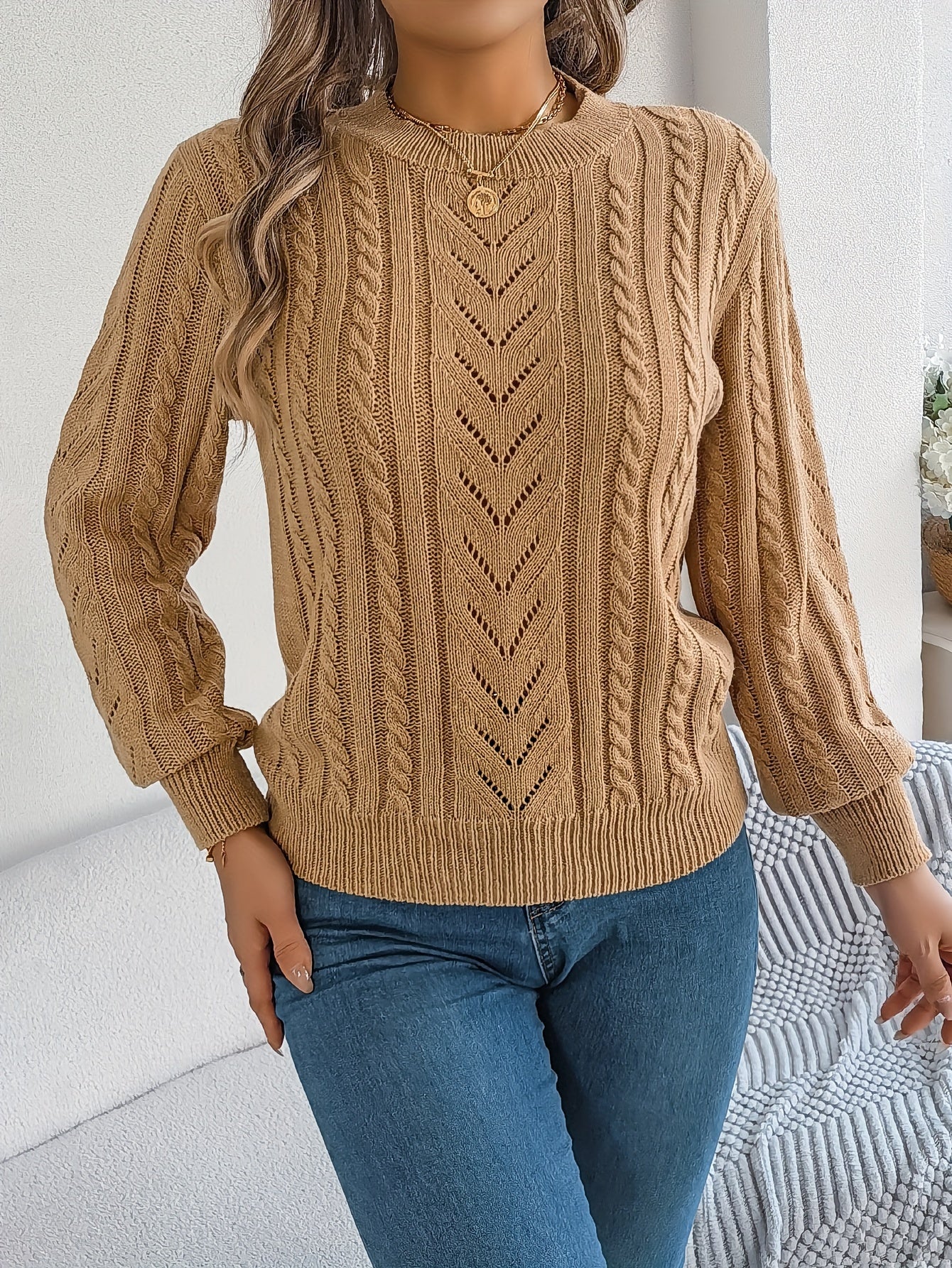 Camilla Winterbourne | Cable-Knit Textured Sweater For Women
