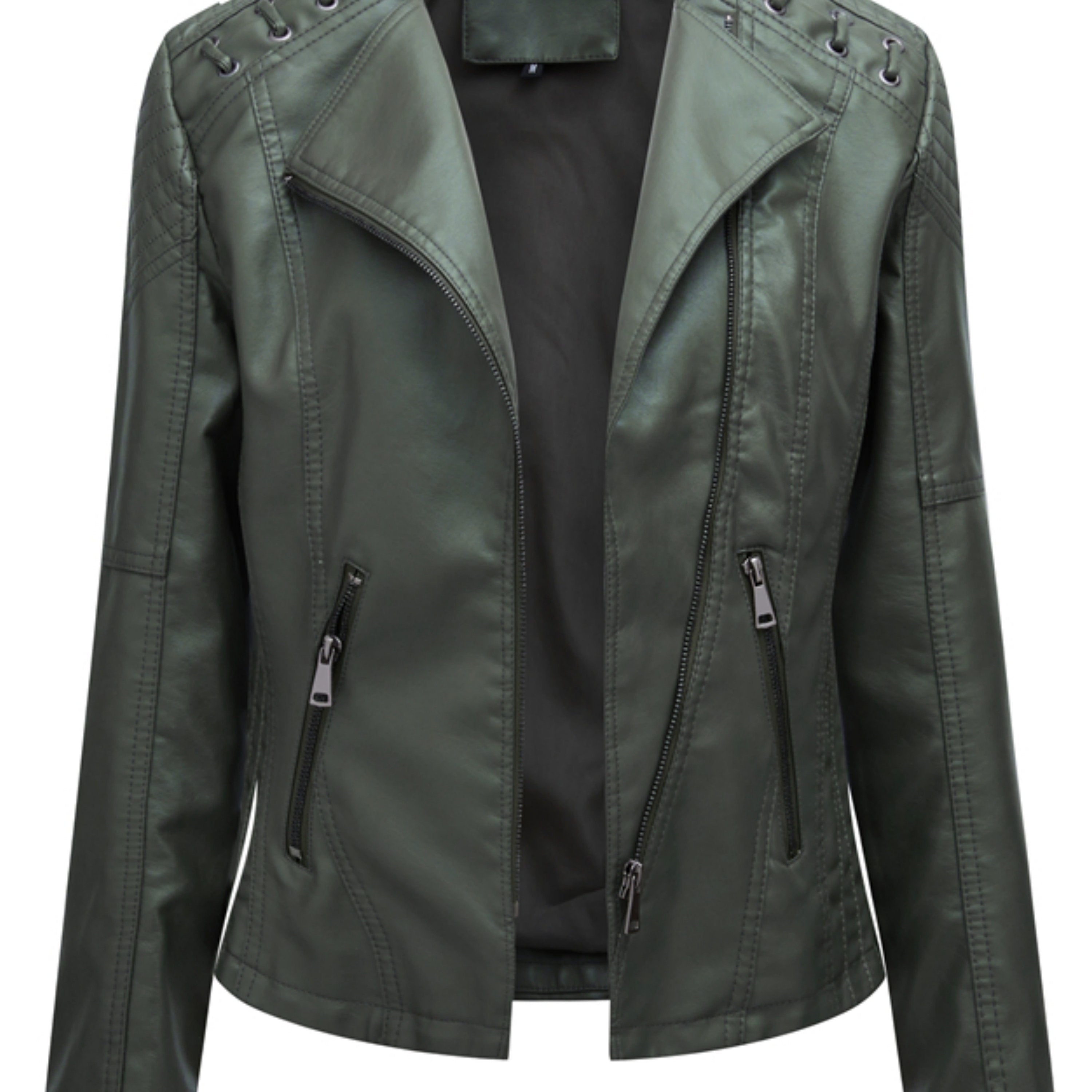 Nadia Cresson | Sleek Olive Leather Jacket For Women