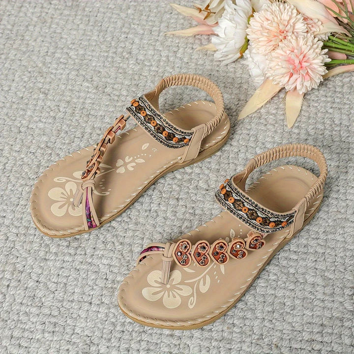 Rosina Delcambro | Boho Beaded Flat Sandals For Women