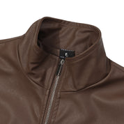 Rafael Moretti | Oversized Leather Jacket With Stand Collar For Men