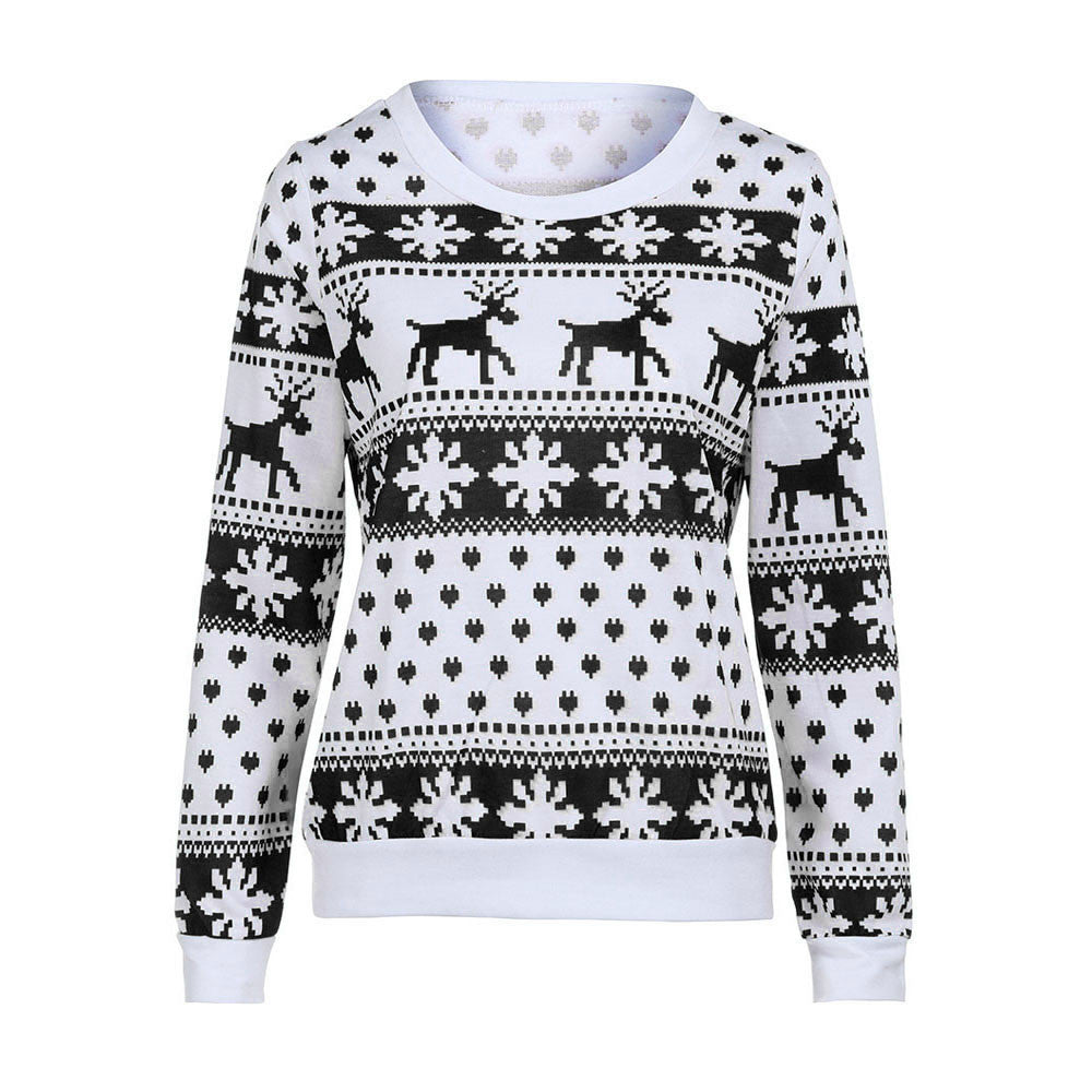 Winter Glow | White Reindeer Fair Isle Christmas Sweater For Women