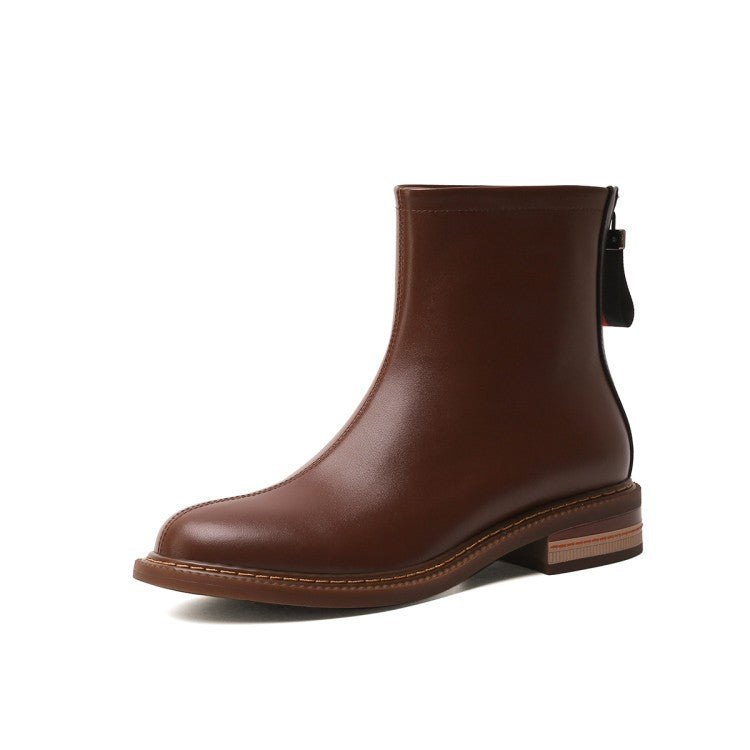 Nathalie Sauvignon | Leather Ankle Boots With Back Zip For Women