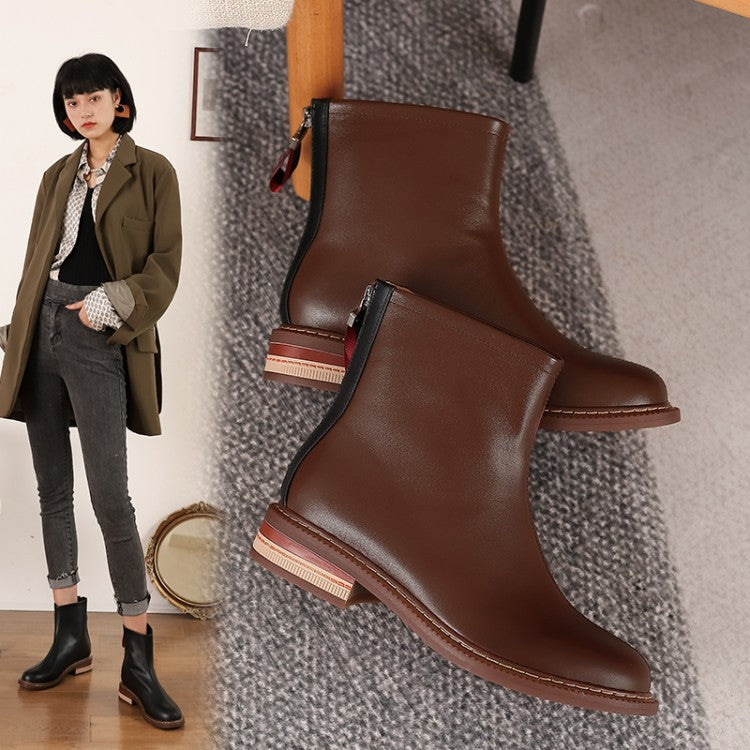 Nathalie Sauvignon | Leather Ankle Boots With Back Zip For Women