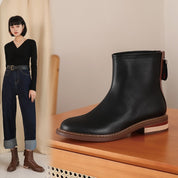Nathalie Sauvignon | Leather Ankle Boots With Back Zip For Women