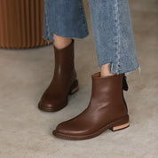 Nathalie Sauvignon | Leather Ankle Boots With Back Zip For Women