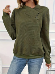 Priscilla Landry | Asymmetrical Button-Front Sweatshirt For Women