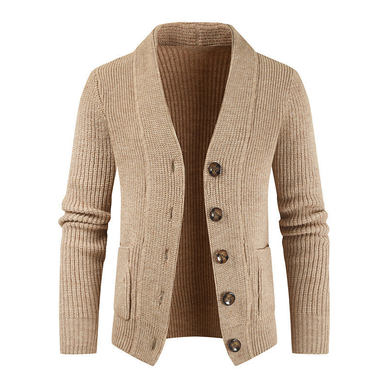 Price Verfield | Ribbed Shawl Collar Button Cardigan For Men