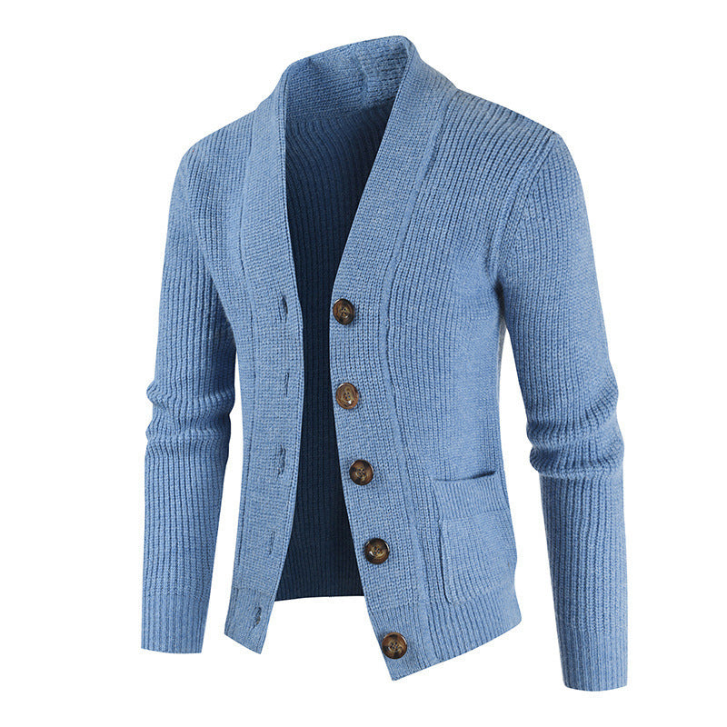 Price Verfield | Ribbed Shawl Collar Button Cardigan For Men