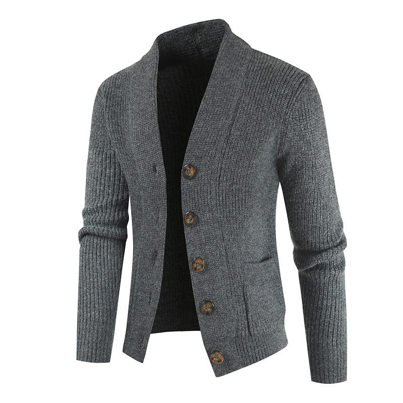 Price Verfield | Ribbed Shawl Collar Button Cardigan For Men