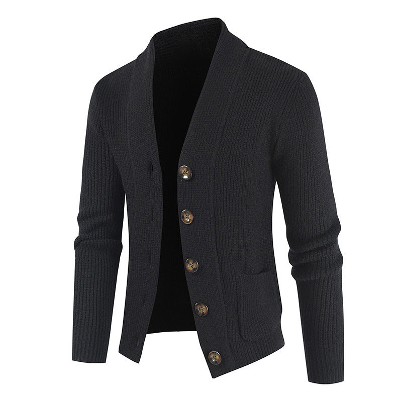 Price Verfield | Ribbed Shawl Collar Button Cardigan For Men