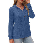 Lucia Ferrante | Wine Red Hooded Rib-Knit Sweater For Women