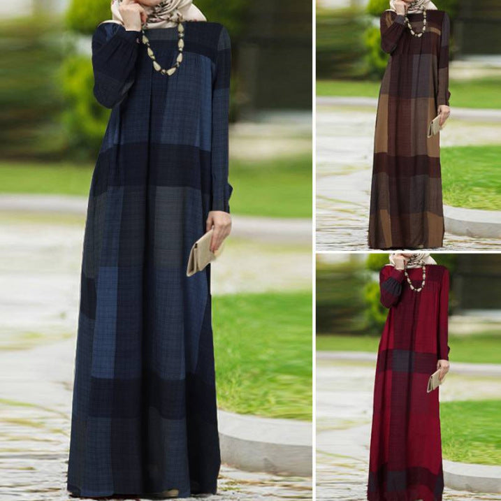 Rosalind Fairmont | Plaid Cotton Linen Maxi Dress For Women