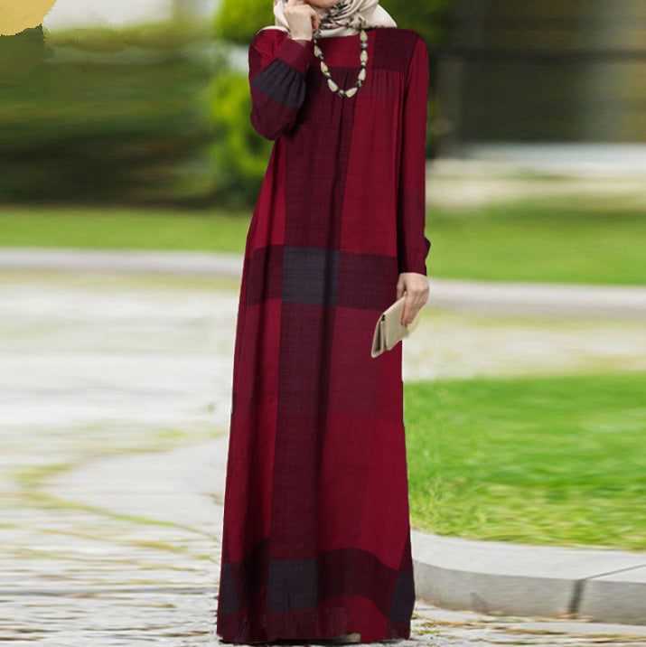 Rosalind Fairmont | Plaid Cotton Linen Maxi Dress For Women
