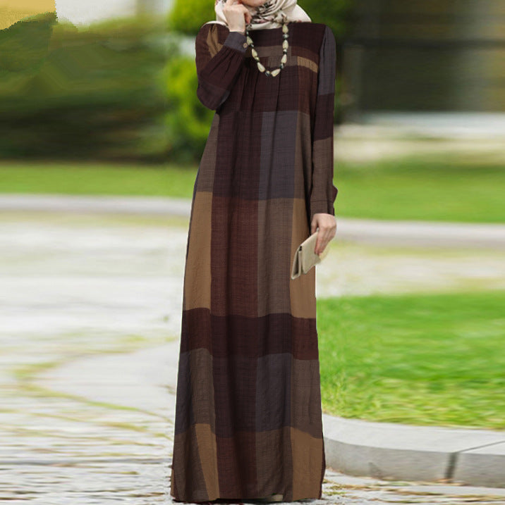Rosalind Fairmont | Plaid Cotton Linen Maxi Dress For Women