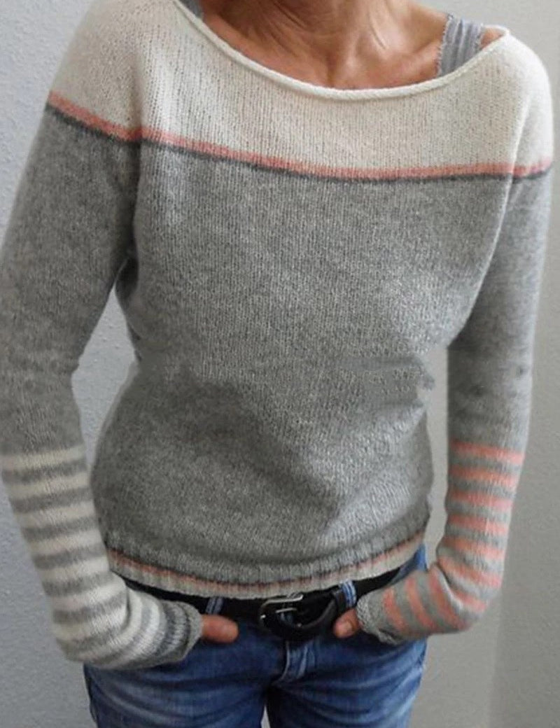 Aurelie Chastain | Contrasting Color Striped Sweater For Women