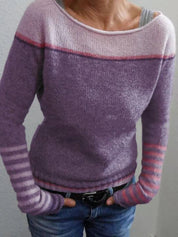 Aurelie Chastain | Contrasting Color Striped Sweater For Women