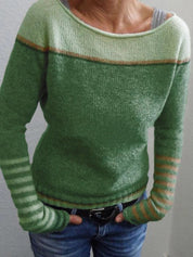 Aurelie Chastain | Contrasting Color Striped Sweater For Women