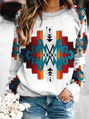 Savannah Hartwell | Aztec Print Pullover Sweatshirt For Women