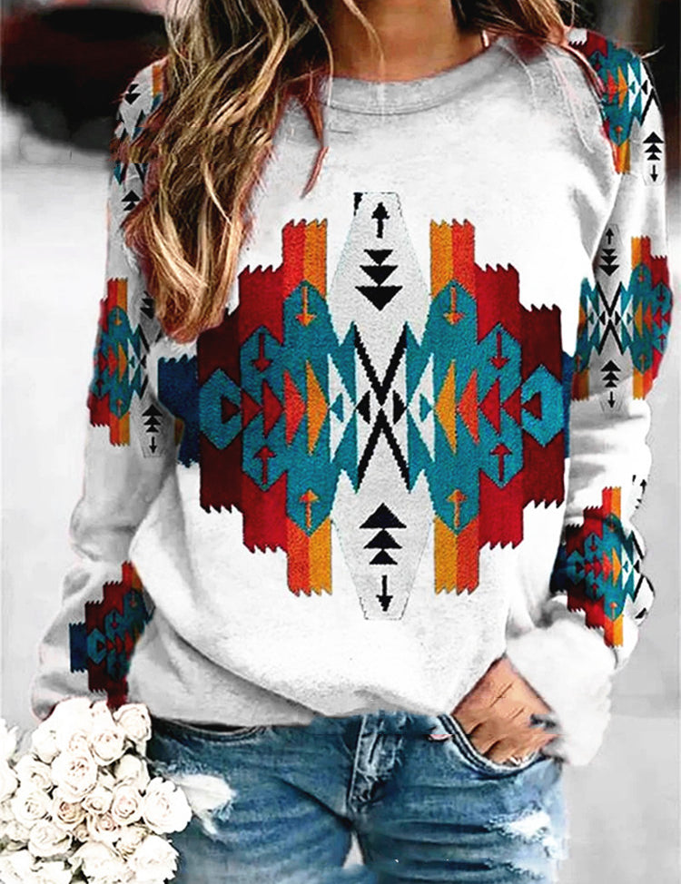 Savannah Hartwell | Aztec Print Pullover Sweatshirt For Women