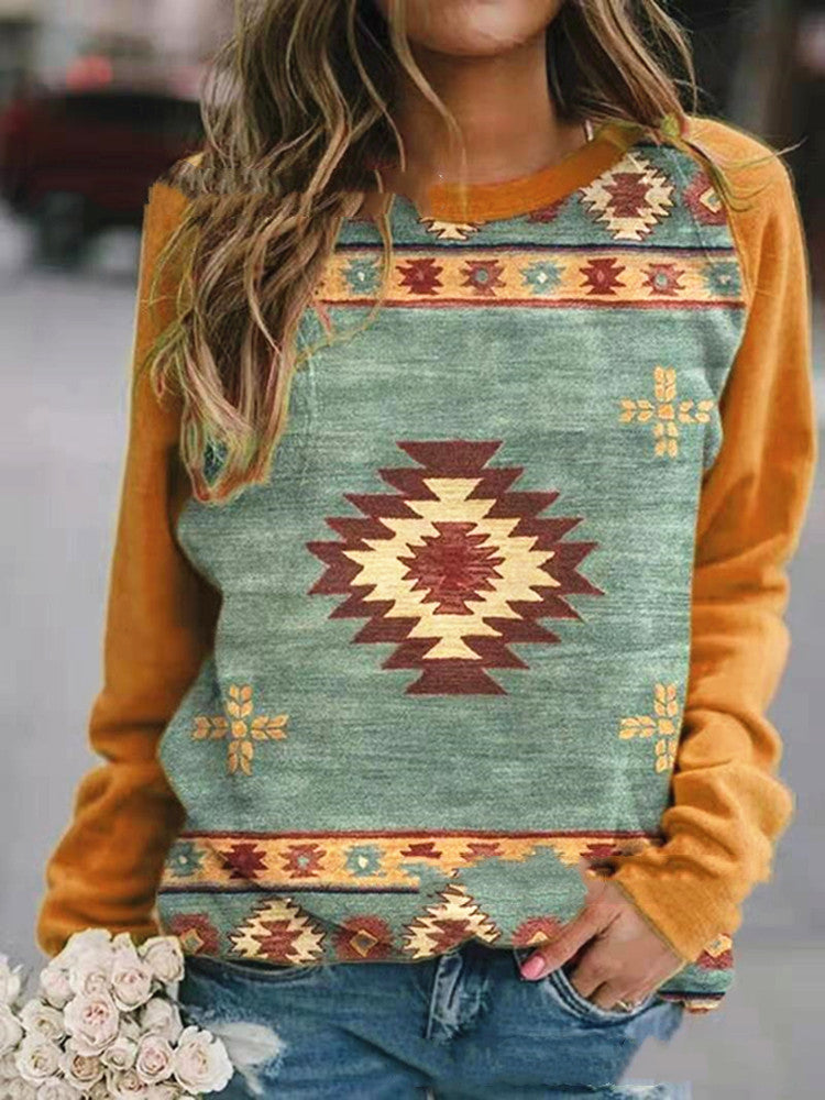 Savannah Hartwell | Aztec Print Pullover Sweatshirt For Women