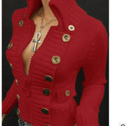 Valentine Ashby | Stand-Up Collar Button Knit Cardigan For Women