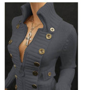 Valentine Ashby | Stand-Up Collar Button Knit Cardigan For Women
