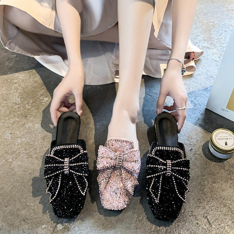 Vivienne Castellane | Rhinestone Bow Flat Mules For Women