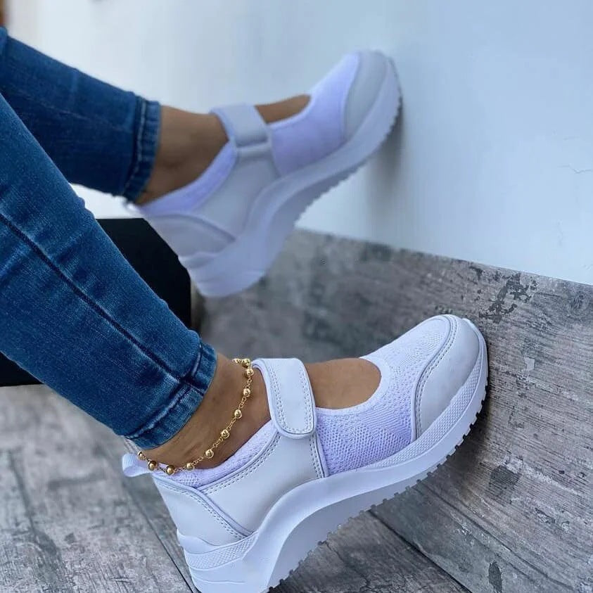 Manon Devereux | Mesh Slip-On Sneakers With Velcro Strap For Women